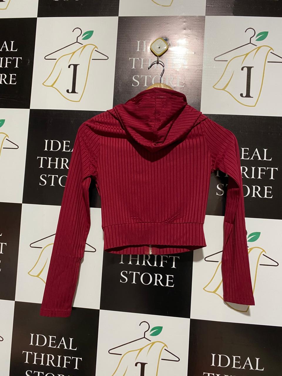 SHEIN |XS| BUST 14| B3| Cropped Ribbed Zip-Up Hoodie