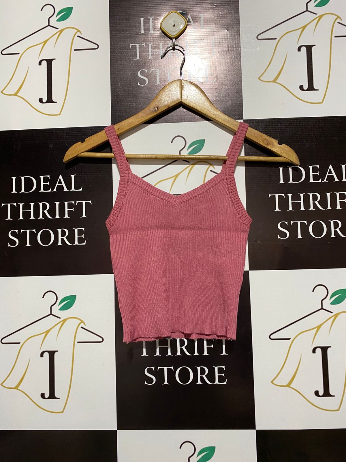Cropped V-Neck Ribbed Knit Cami/Tank Top |XS| BUST 11|