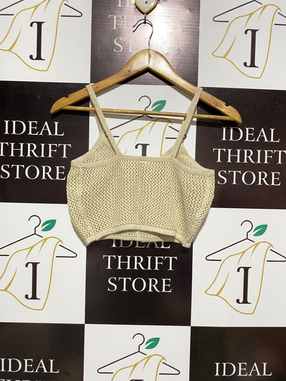 ANKO |M| BUST 14| Cropped Knit Cami in a light beige or cream