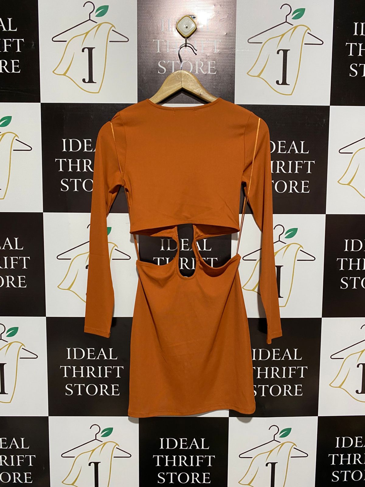 SUPRE |S| BUST 33|Burnt Orange/Terracotta Cut-Out Mini Dress