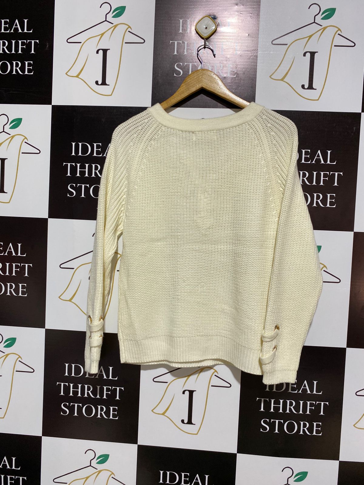 H Q |L| BUST 19| Chunky Knit Lace-Up Sweater in a Cream or Off-White