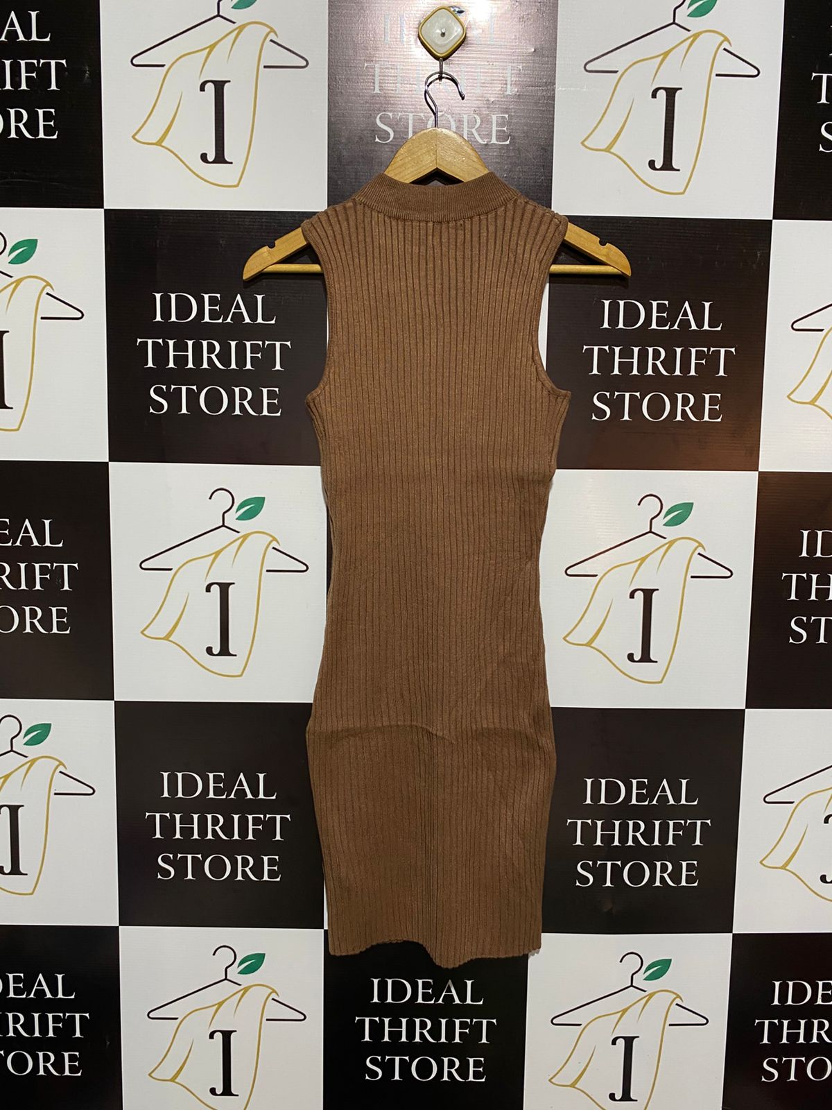 COTTON ON|XS| BUST 12| Fitted Ribbed Knit Mini Dress in a Warm Brown