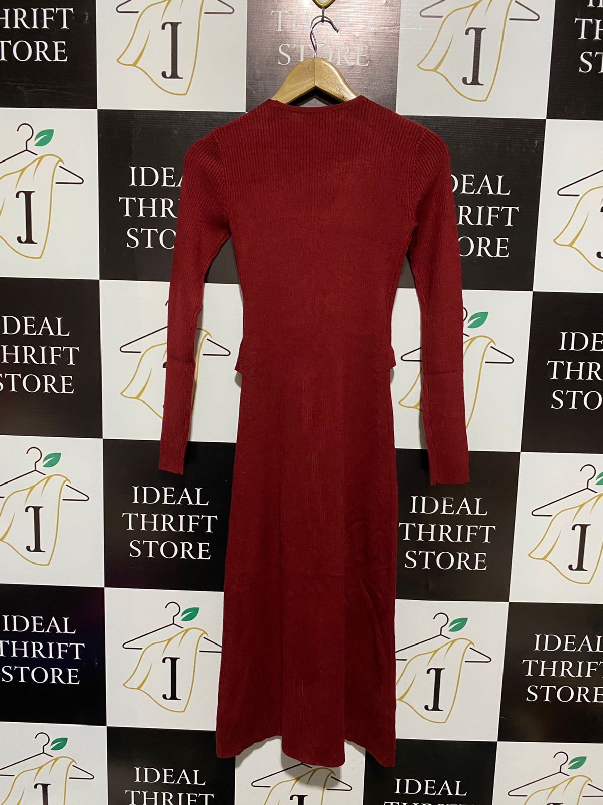 SPORTS CRAFT |S| BUST 14| Deep Red Wrap Midi Dress