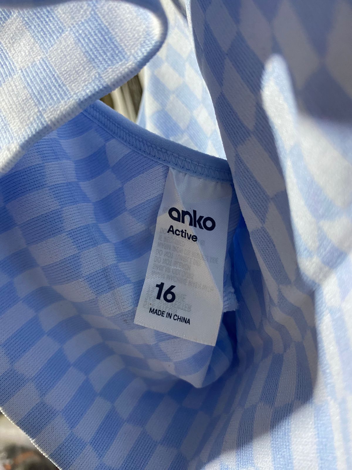ANKO ACTIVE |M| BUST 16| Lindy Yoga Bra Blue Gingham