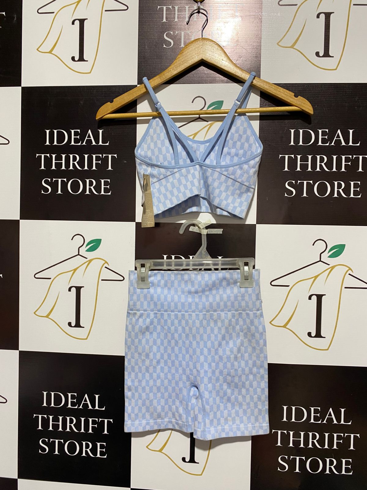 ANKO |XSMALL| Blue and White Checkerboard Activewear Set