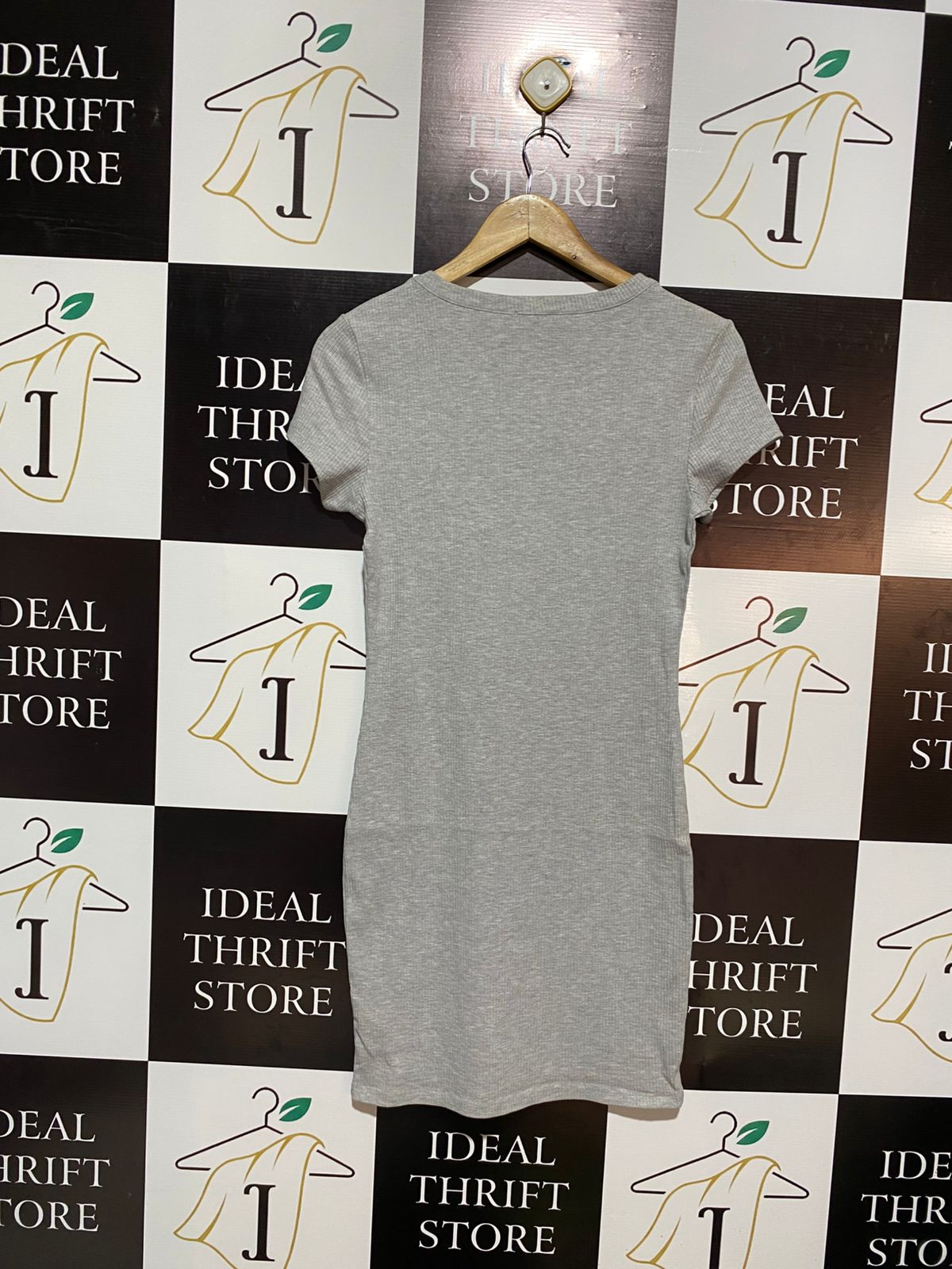 LILY LOVES |L| BUST 15| Grey Ribbed Bodycon T-Shirt Dress