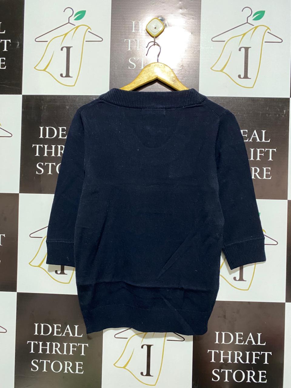 BIZ COLLECTION |L| BUST 17| Navy Blue 3/4-Sleeve Knit Top or Light Sweater