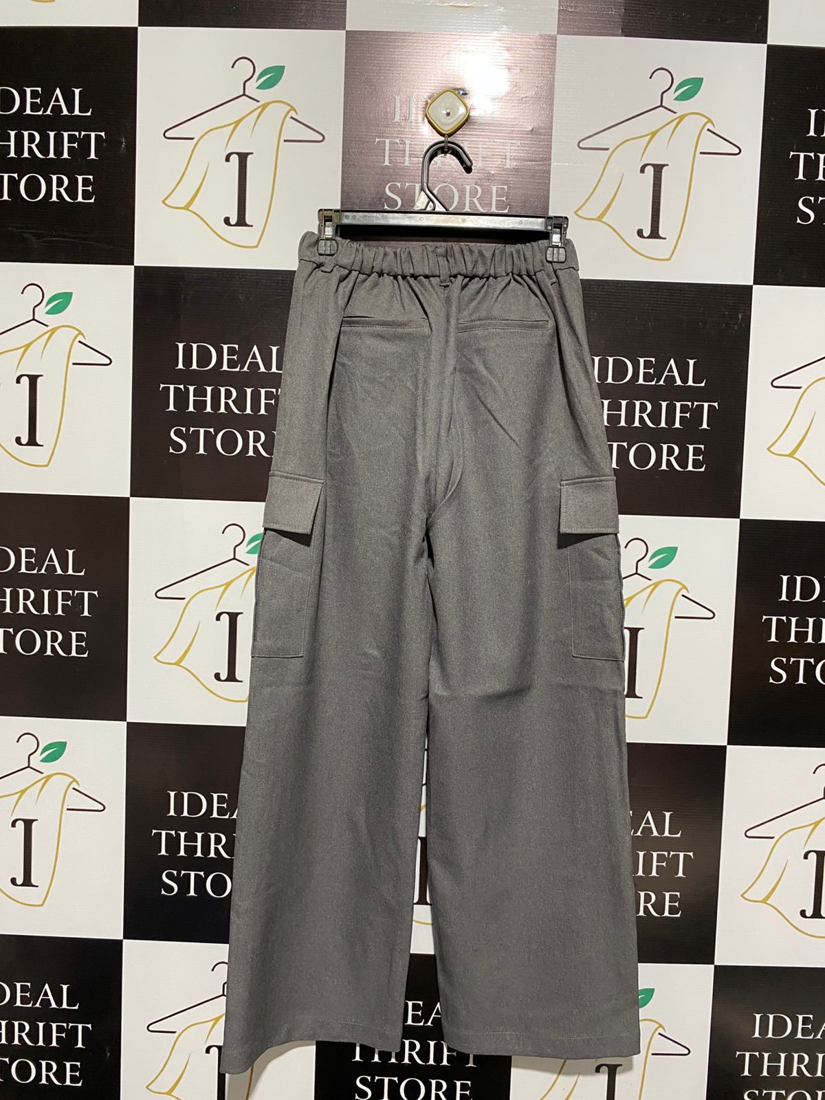 Grey Wide-Leg Cargo Trousers |S| WAIST 26| C8|