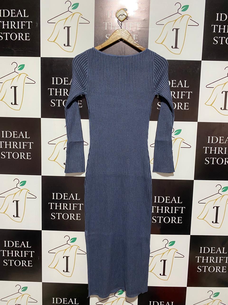 ANKO |M| BUST 13| Navy Blue Ribbed Midi Dress