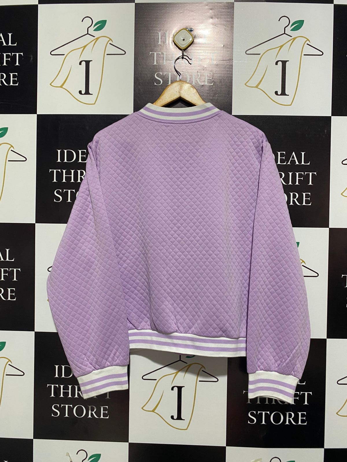 SHEIN CURVE| XL| BUST 25| Women's Lavender Stand Collar Quilted Bomber Jacket With Ribbed Trim
