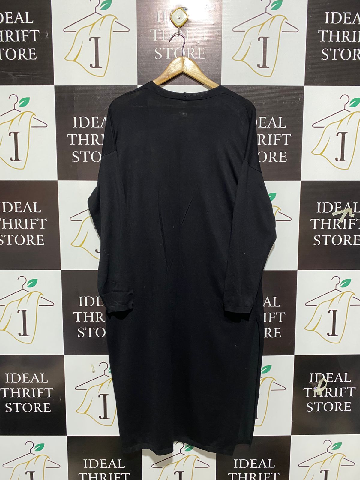 ANKO |L| BUST 22| Black Longline Open-Front Cardigan