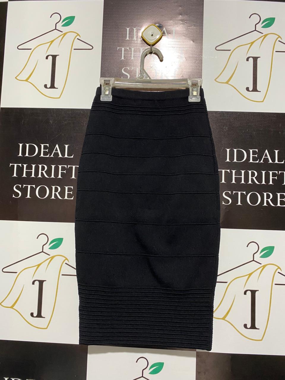 EVENTS |S| WAIST 20| Black High-Waist Bandage Pencil Skirt