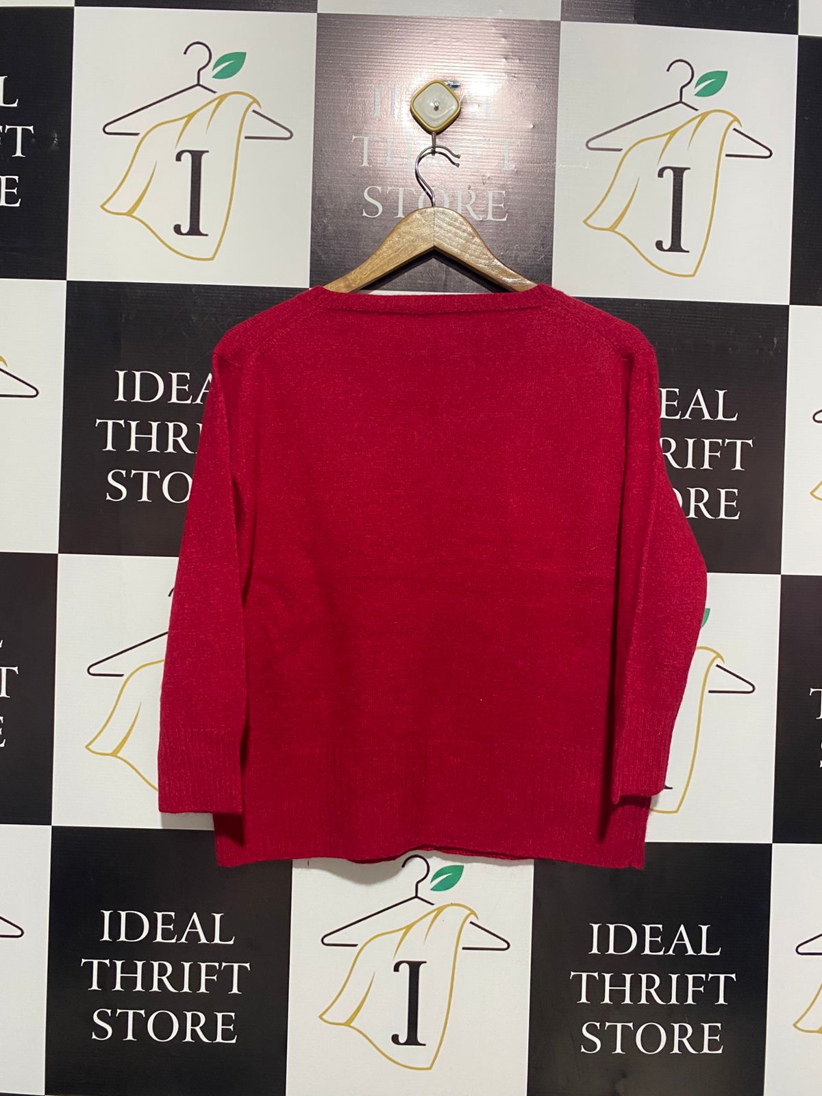 Red Crewneck Knit Cardigan |L| BUST 20|