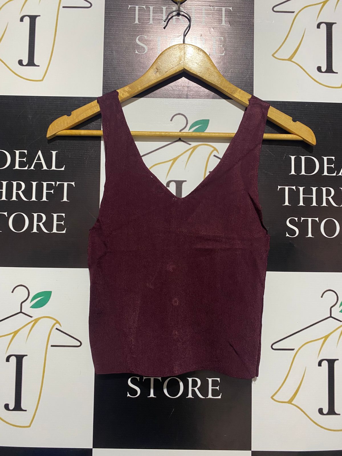 ZARA |S| BUST 12| Burgundy Knit Buttoned Top