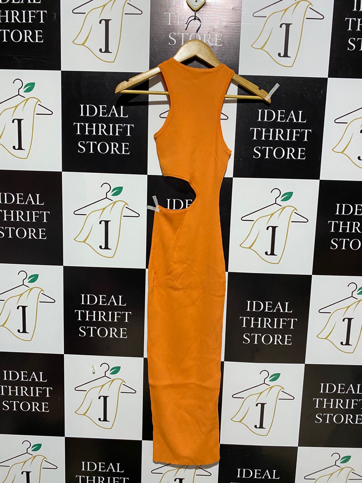 LUCK & TROUBLE |S| BUST 10| Orange Cut-Out Midi Dress