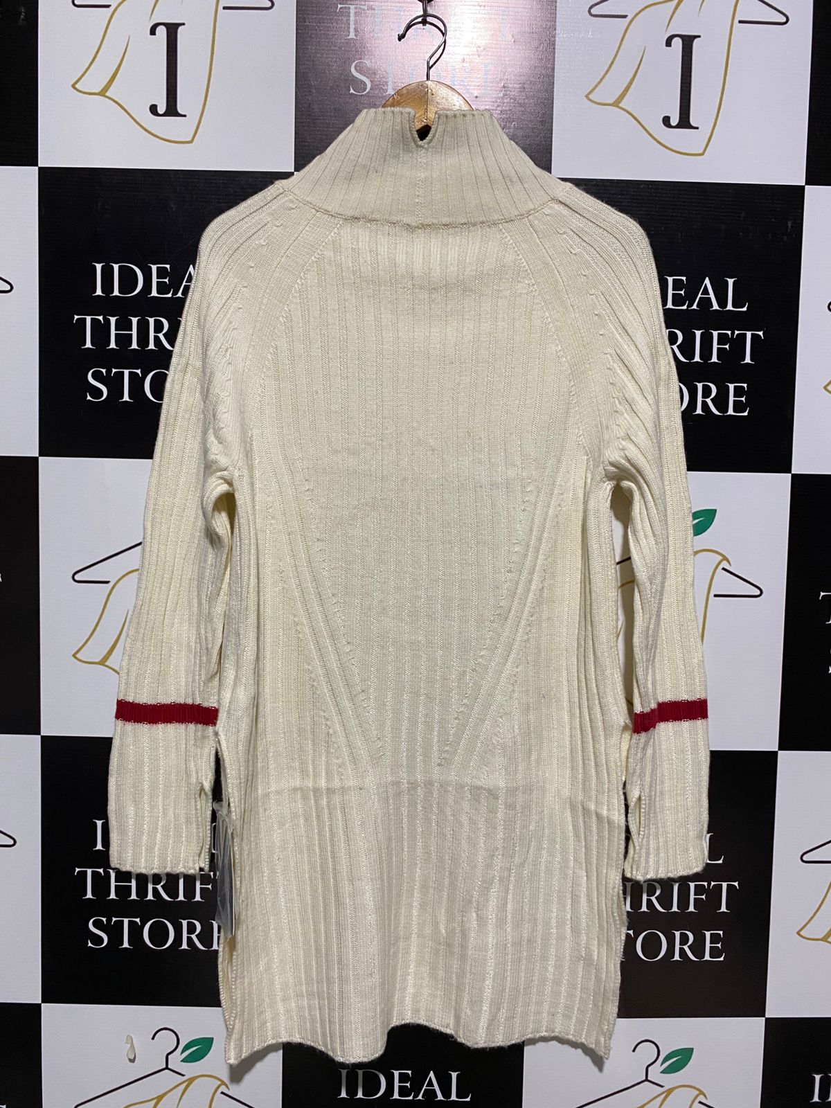 MASIENDI |L| BUST 18| BEIGE HIGH NECK KNIT TUNIC SWEATER