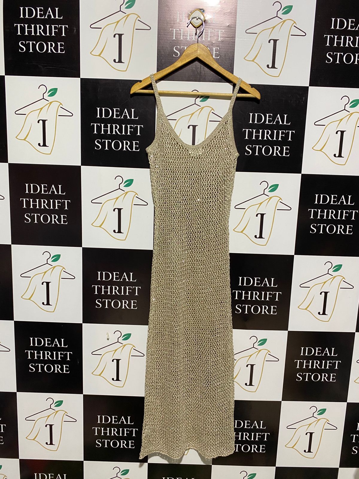 H&M |S| BUST 13| BEIGE CROCHET-LOOK MIDI DRESS
