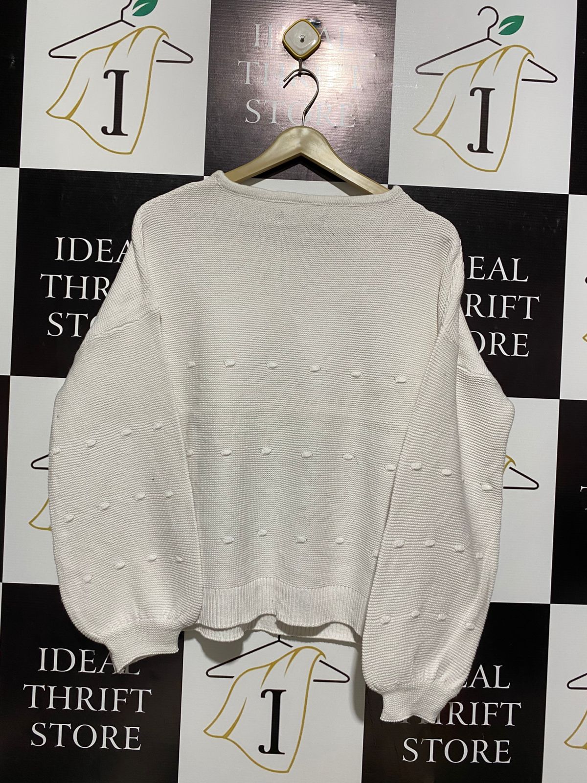 KATIES |XL| BUST 23| White Textured Knit Sweater