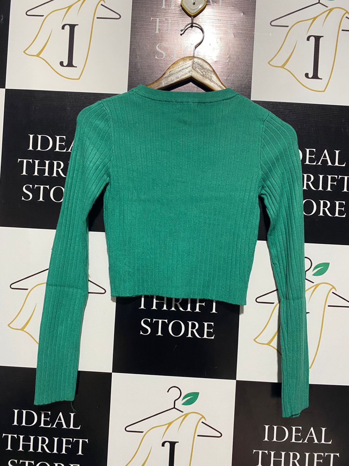 GLASSONS |M| BUST 13| EMERALD GREEN RIBBED SWEETHEART NECKLINE CROPPED TOP