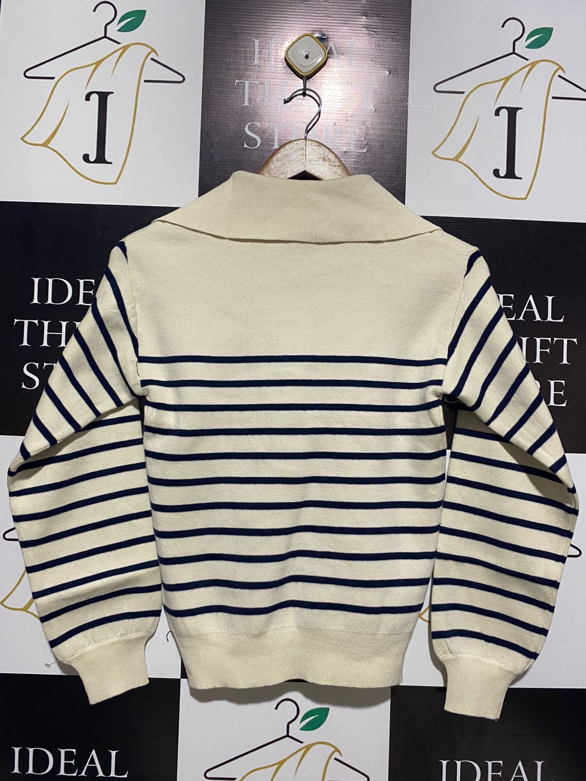 RED BERRY |S| BUST 15| STRIPED COLLARED KNIT SWEATER
