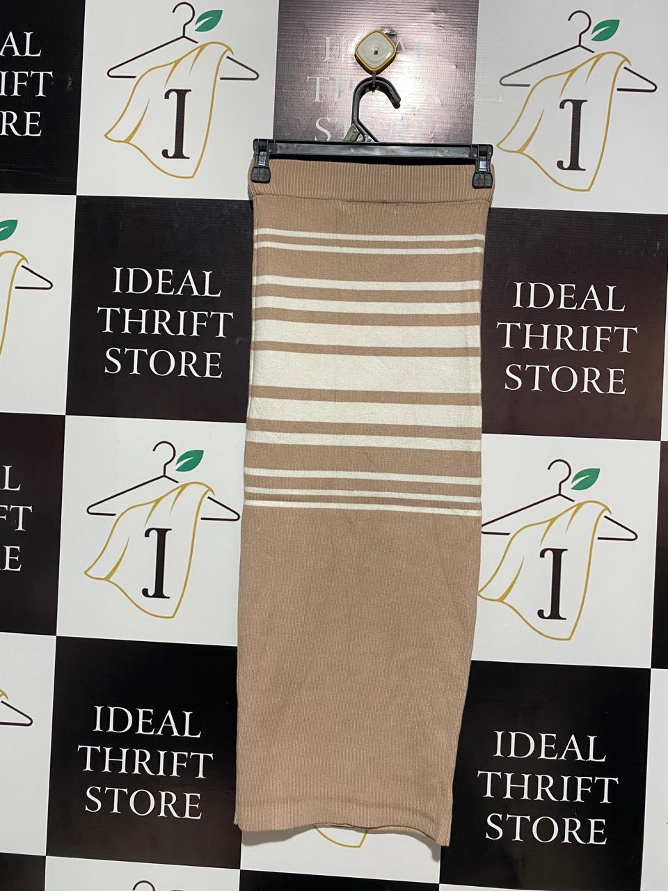 STYLE STATE |S| WAIST 24| C6| TAN AND CREAM STRIPED KNIT TUBE SKIRT