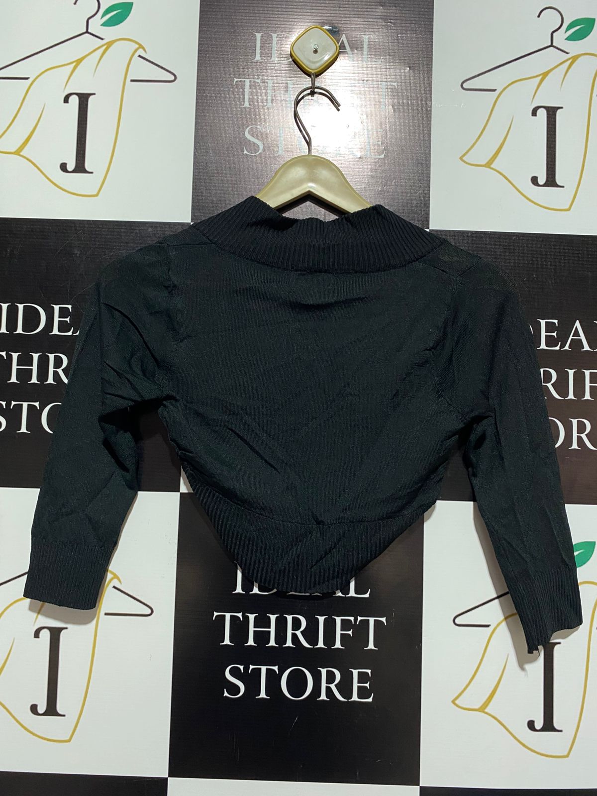 SES |S| BUST 13| BLACK RIBBED SHRUG BOLERO