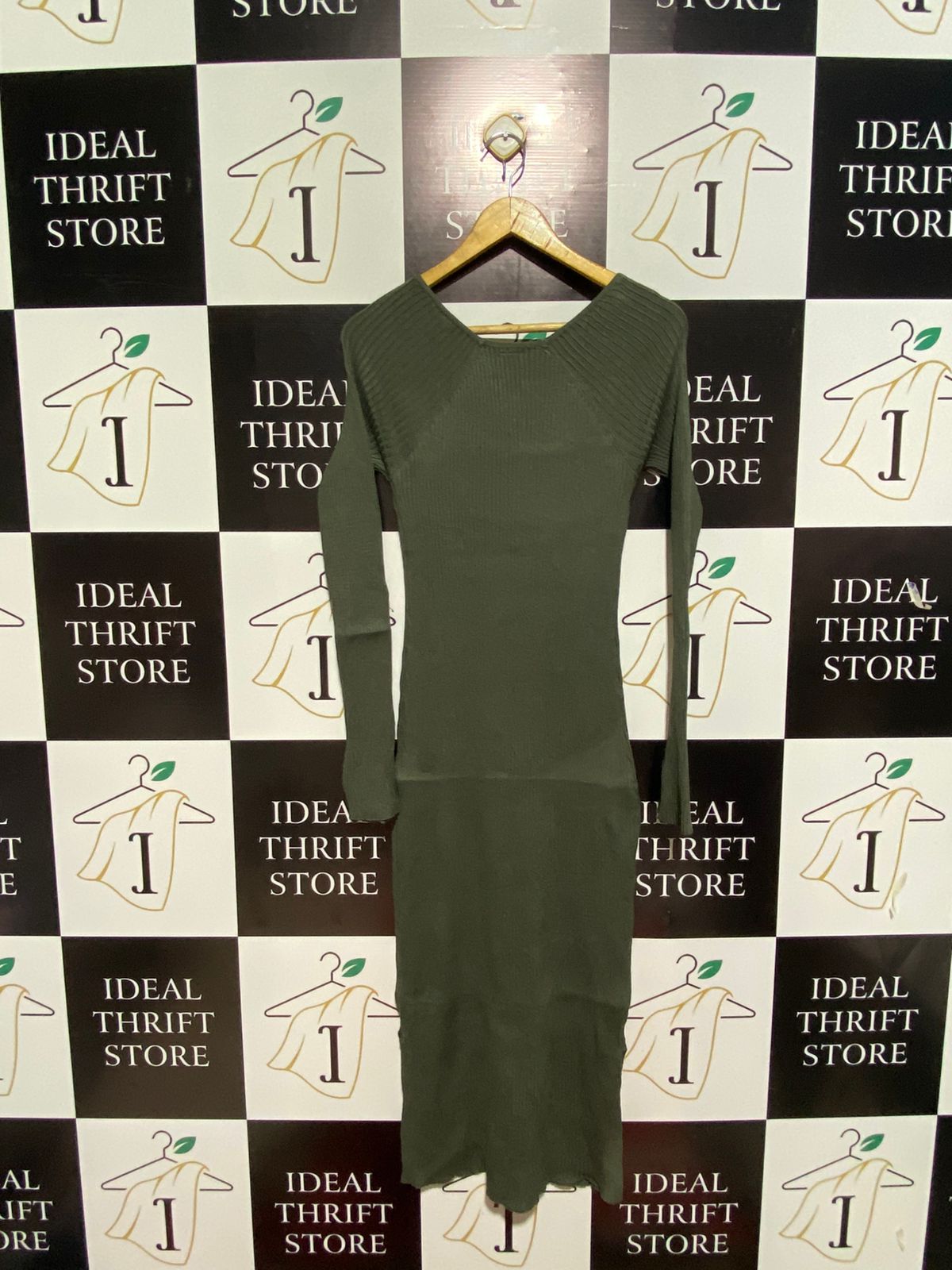 ANKO |M| BUST 13| OLIVE GREEN RIBBED MAXI DRESS