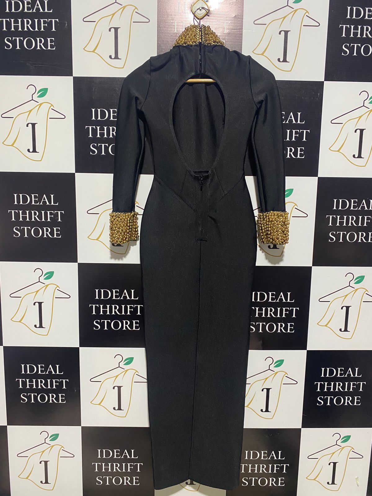 NOVALUXE |S| BUST 14| Long Black Bodycon or Bandage Midi Dress