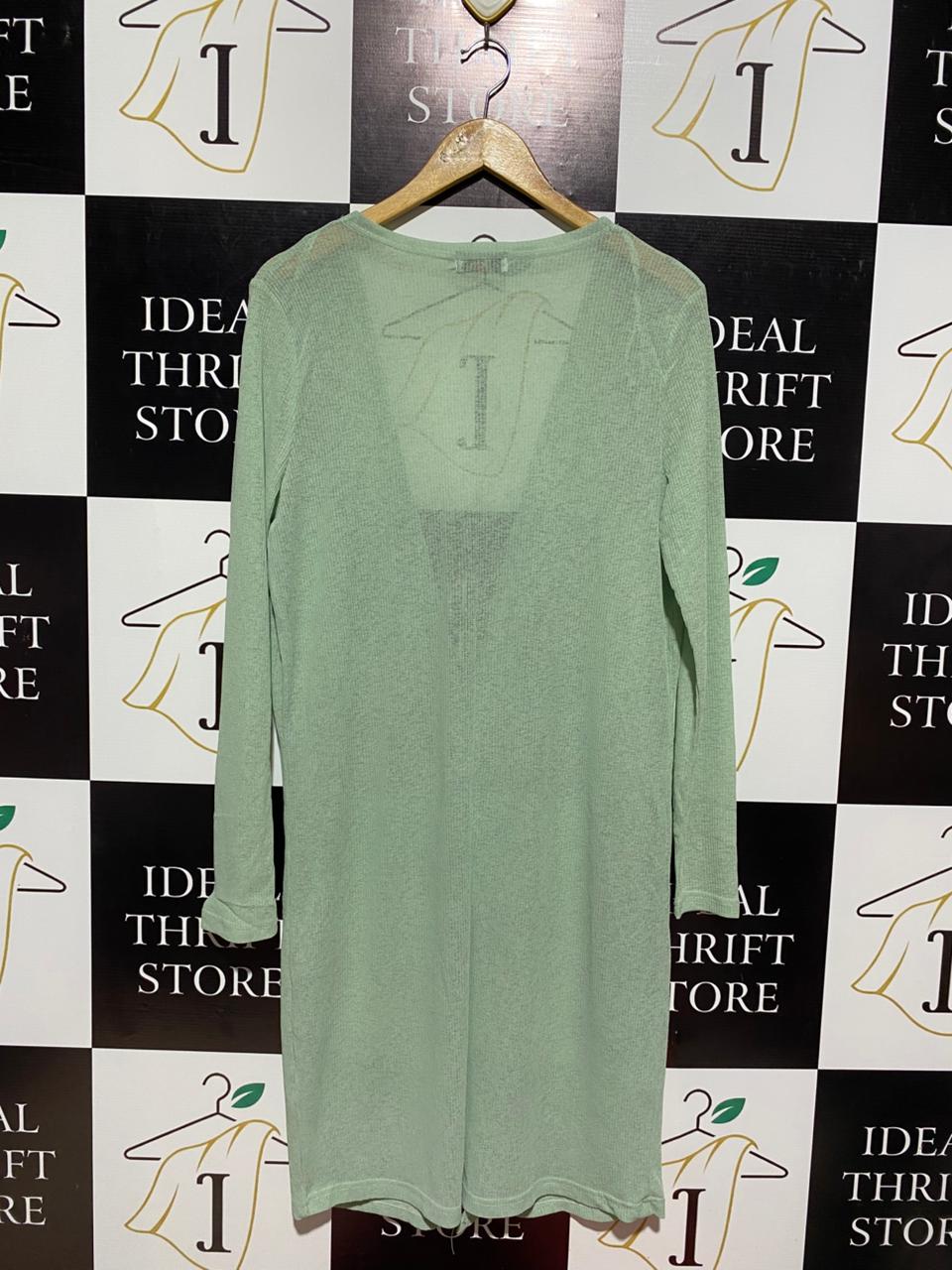 TEMT |M| BUST 20| SAGE GREEN SHEER LONG-LINE CARDIGAN