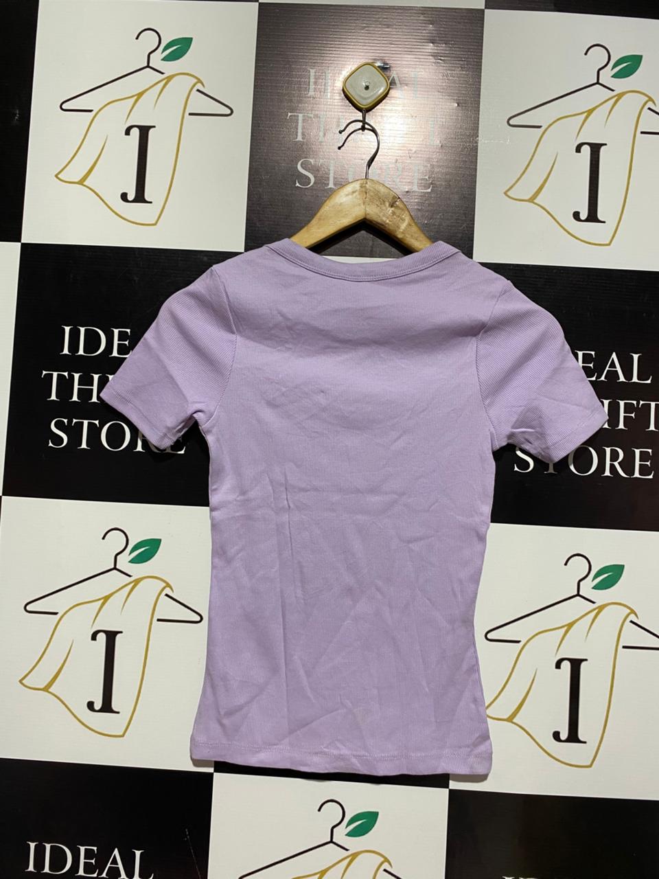 & ME |S| BUST 13|C2| LAVENDER RIBBED SCOOP NECK TEE TOP