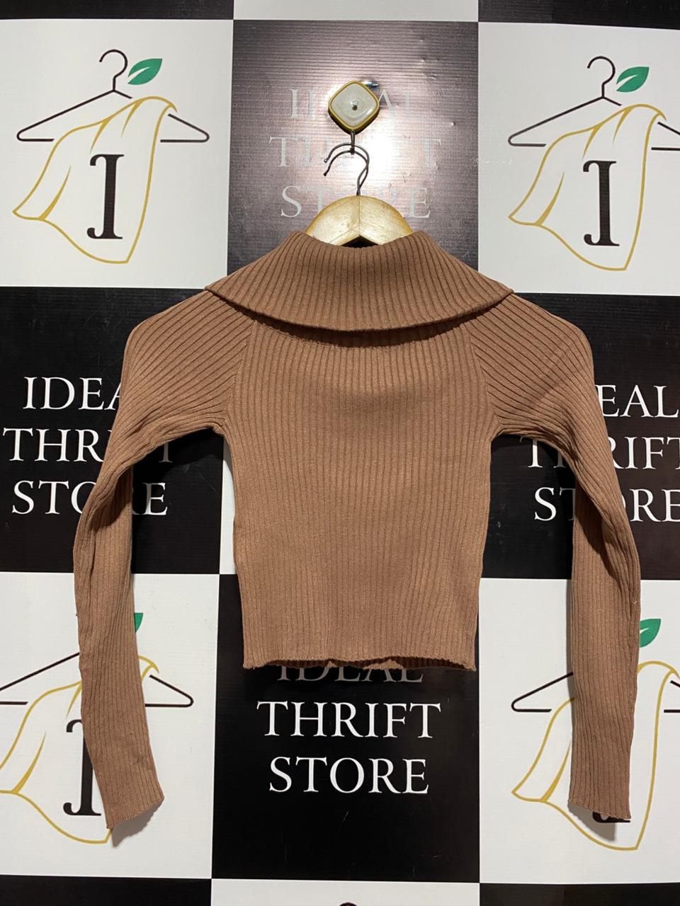 COTTON ON |XS| BUST 11| CAMEL RIBBED OFF-THE-SHOULDER TOP