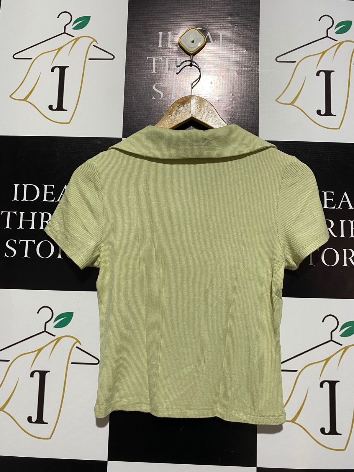 SWEET ROMEO |S| BUST 15| PALE LIME GREEN POLO TOP