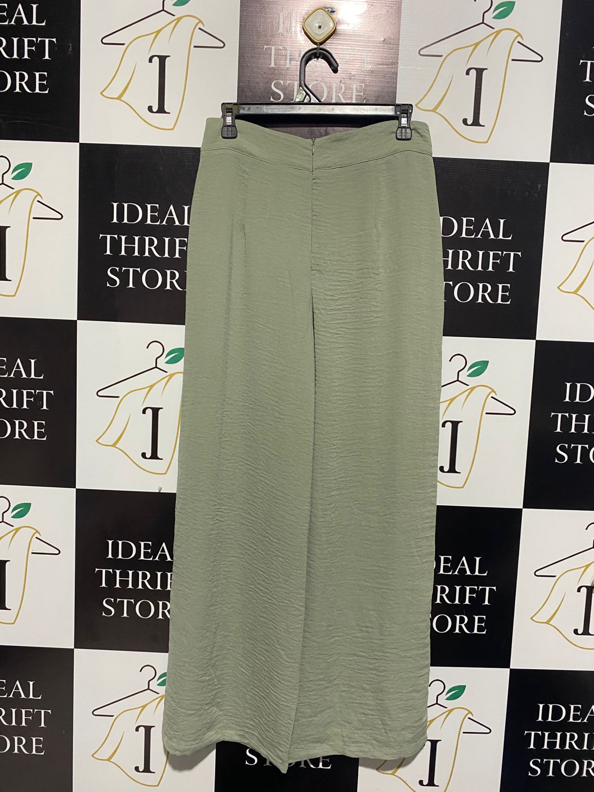 STYLE STATE |L| WAIST 30|C1| WOMEN'S HIGH-WAISTED WIDE-LEG CULOTTE PANTS IN SAGE GREEN