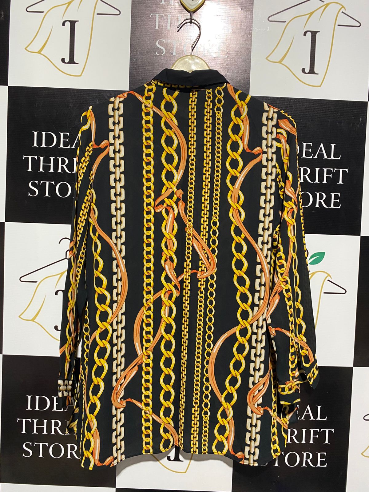 PRIMARK |M| BUST 19| WOMEN'S GOLD CHAIN PRINT BUTTON-UP SHIRT