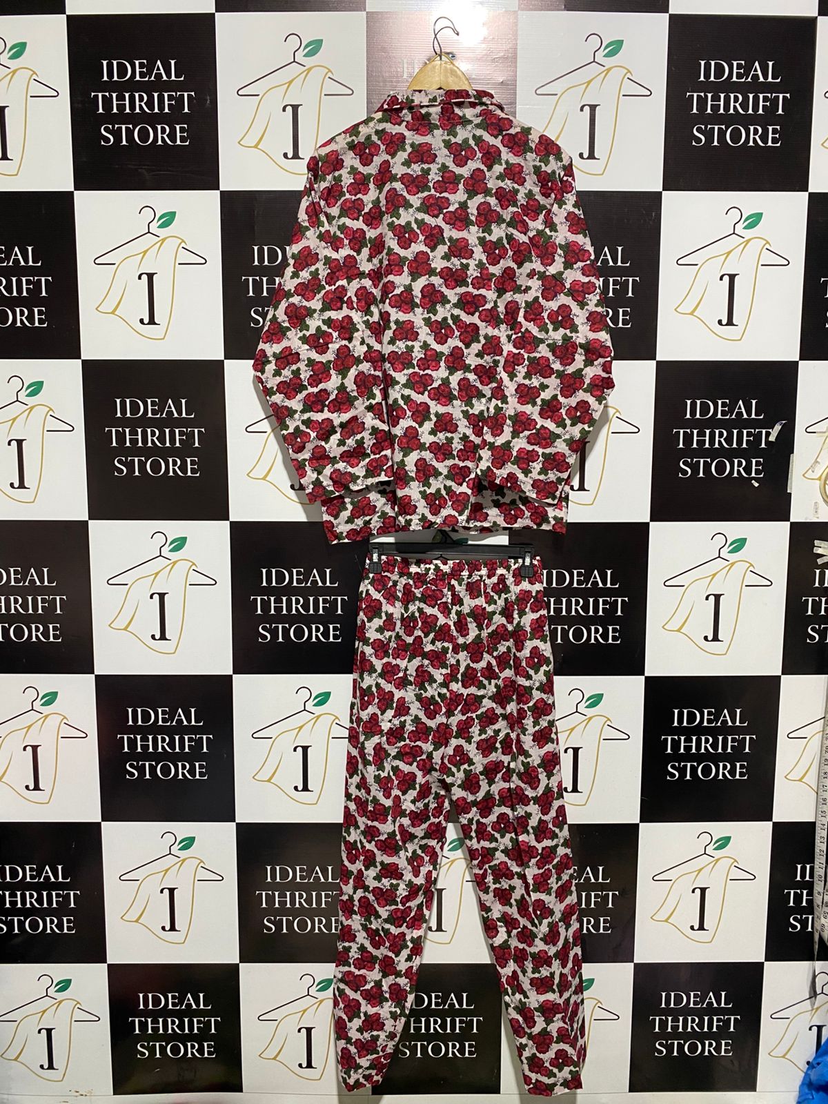 ARABELLA |L| WOMEN'S FLORAL COTTON PYJAMA SET IN BERRY RED