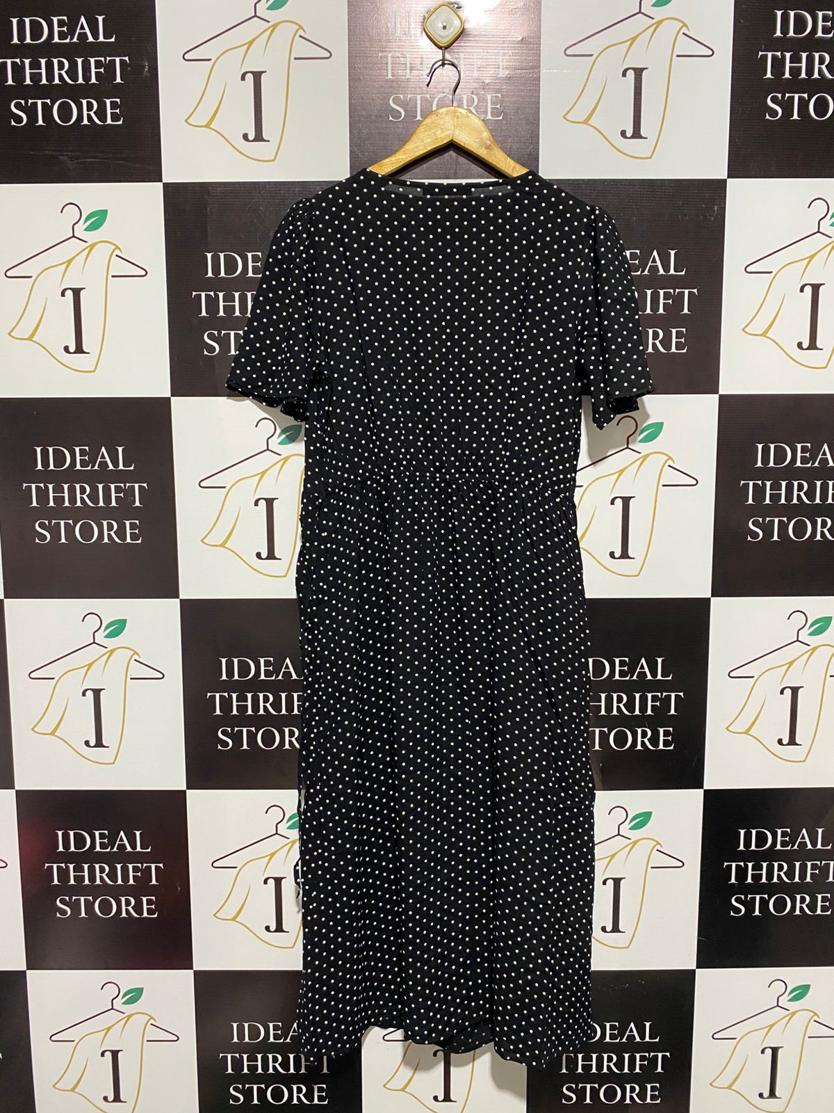 GEORGE |L| BUST 19| C5| WOMEN'S POLKA DOT MIDI DRESS IN BLACK AND WHITE
