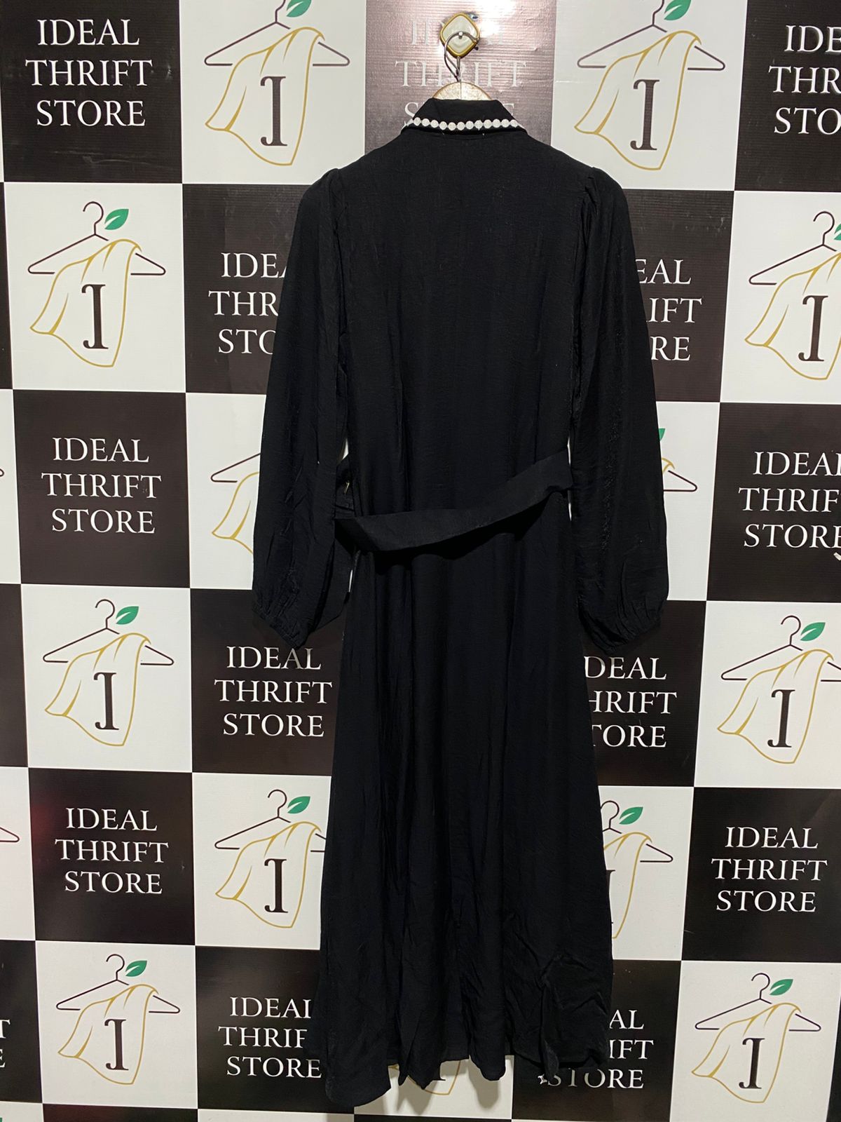URBAN CULTURE |M| B3| BUST 17| WOMEN'S MONOCHROME BELTED MAXI DRESS IN BLACK