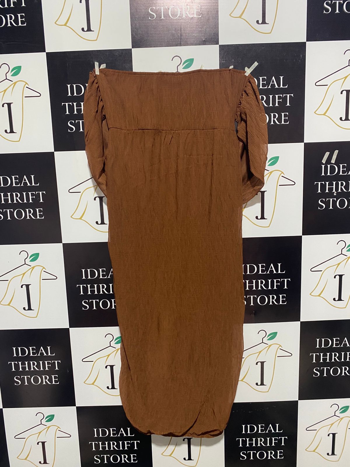 PRETTYLITTLETHING |L| BUST 17| C5| WOMEN'S TWISTED DRAPE MIDI DRESS IN COCOA