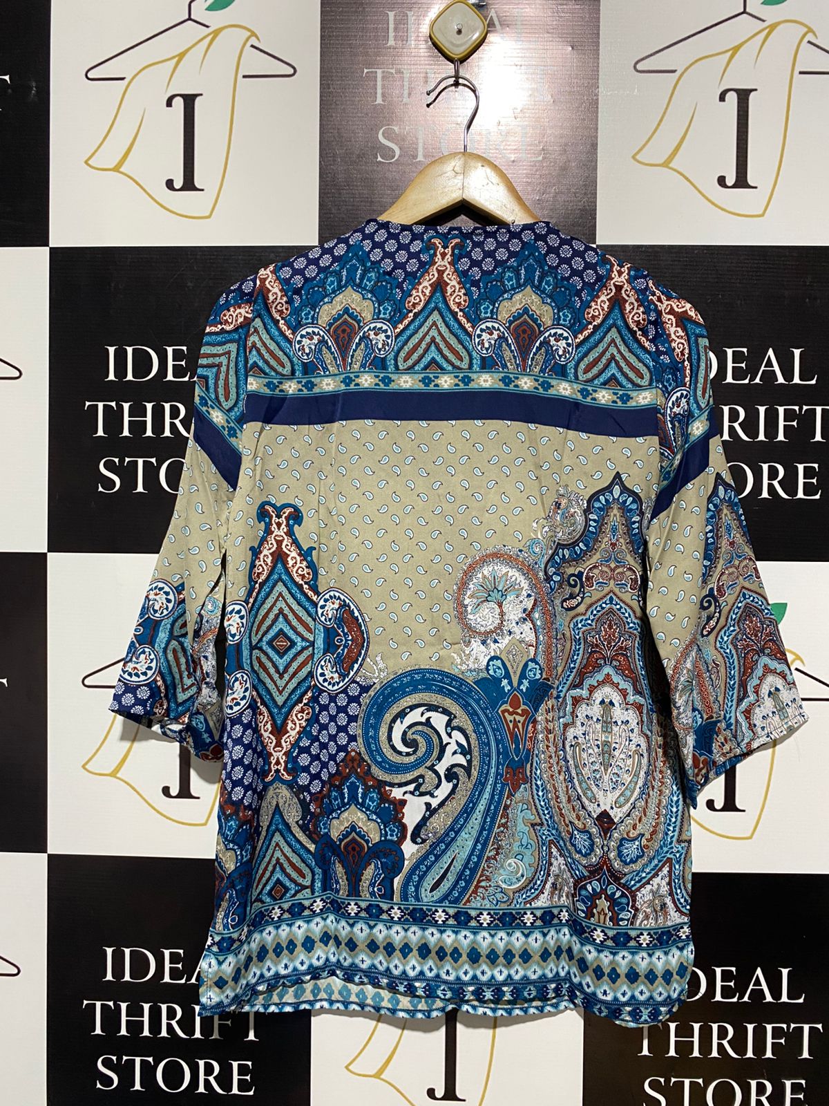 IS MILLENIUM |S| BUST 19| PAISLEY PRINT QUARTER-ZIP TUNIC BLOUSE