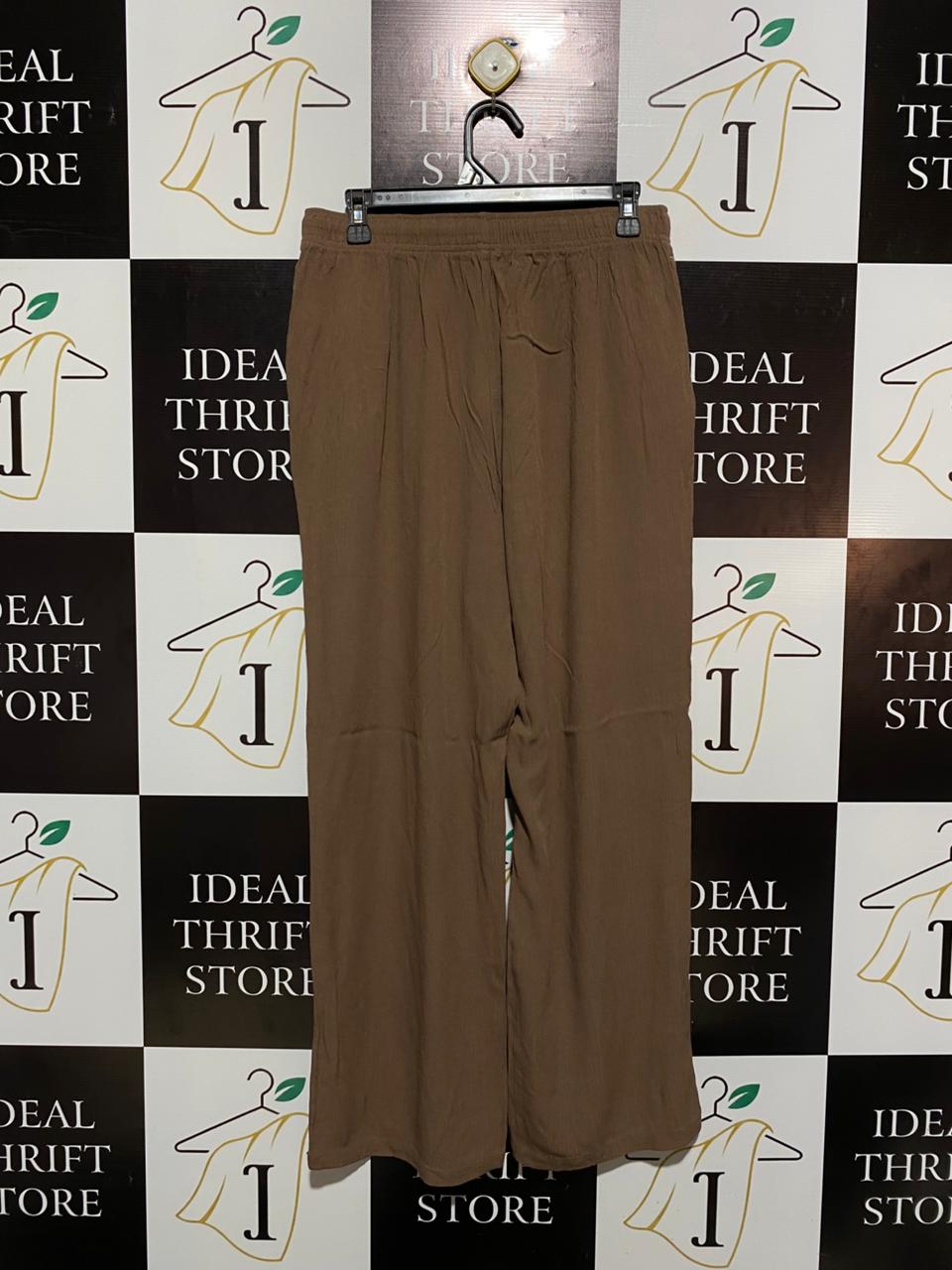DAMART |L| WAIST 30| BROWN WIDE-LEG DRAWSTRING TROUSERS