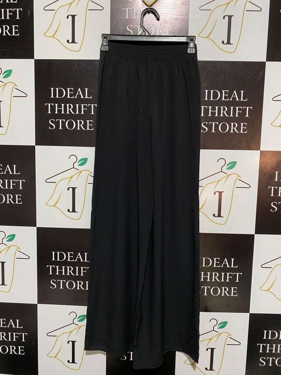 H&M |S| WAIST 24| BLACK HIGH-WAISTED WIDE-LEG TROUSERS