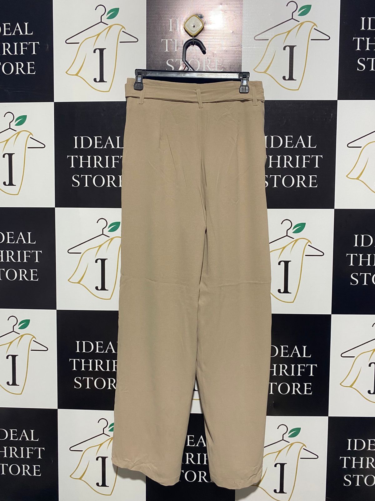 SHEIN |S| WAIST 28| SAND HIGH-WAISTED WIDE-LEG TROUSERS