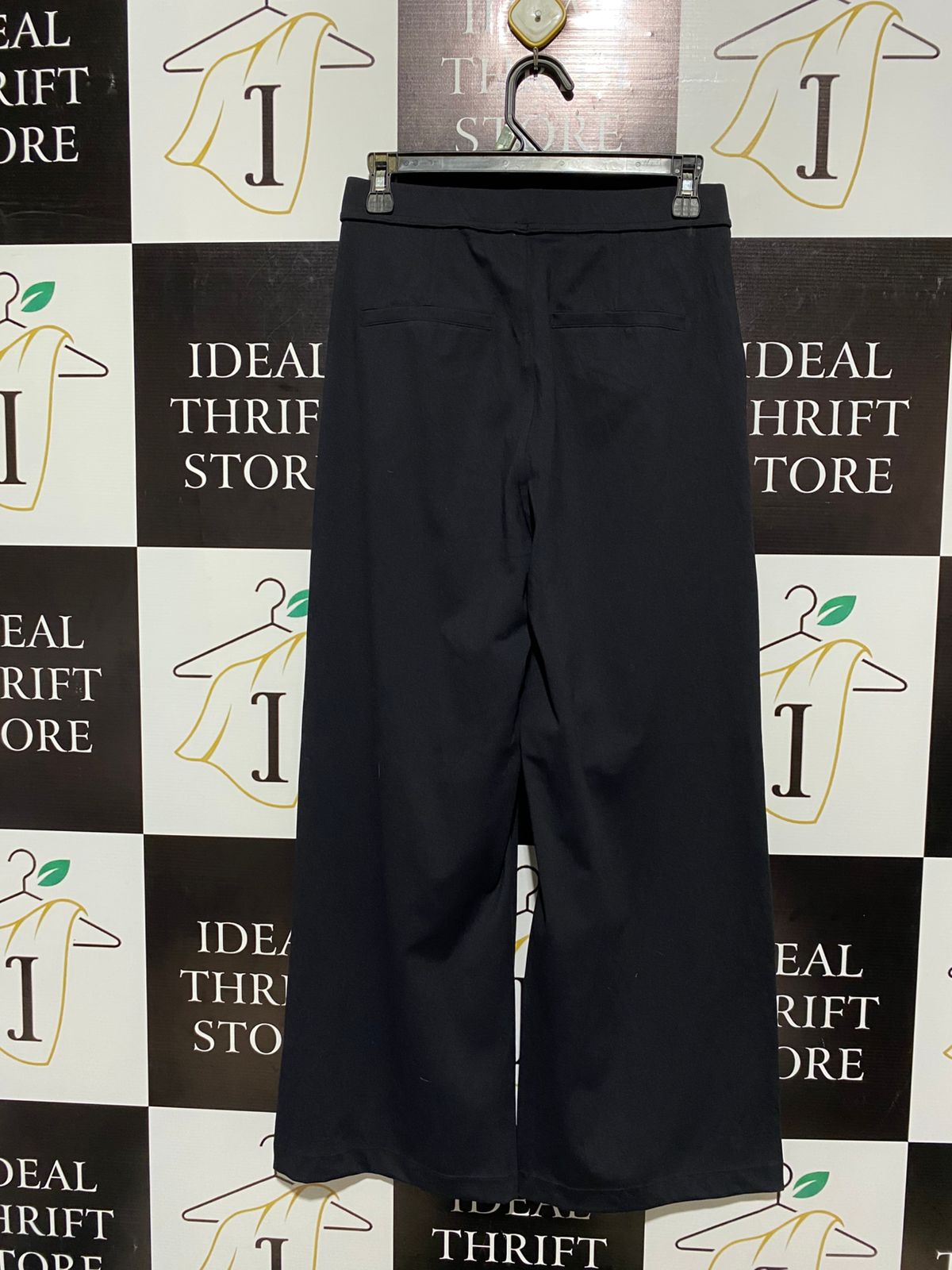 HALARA |S| WAIST 28| CLASSIC BLACK WIDE-LEG TAILORED TROUSERS