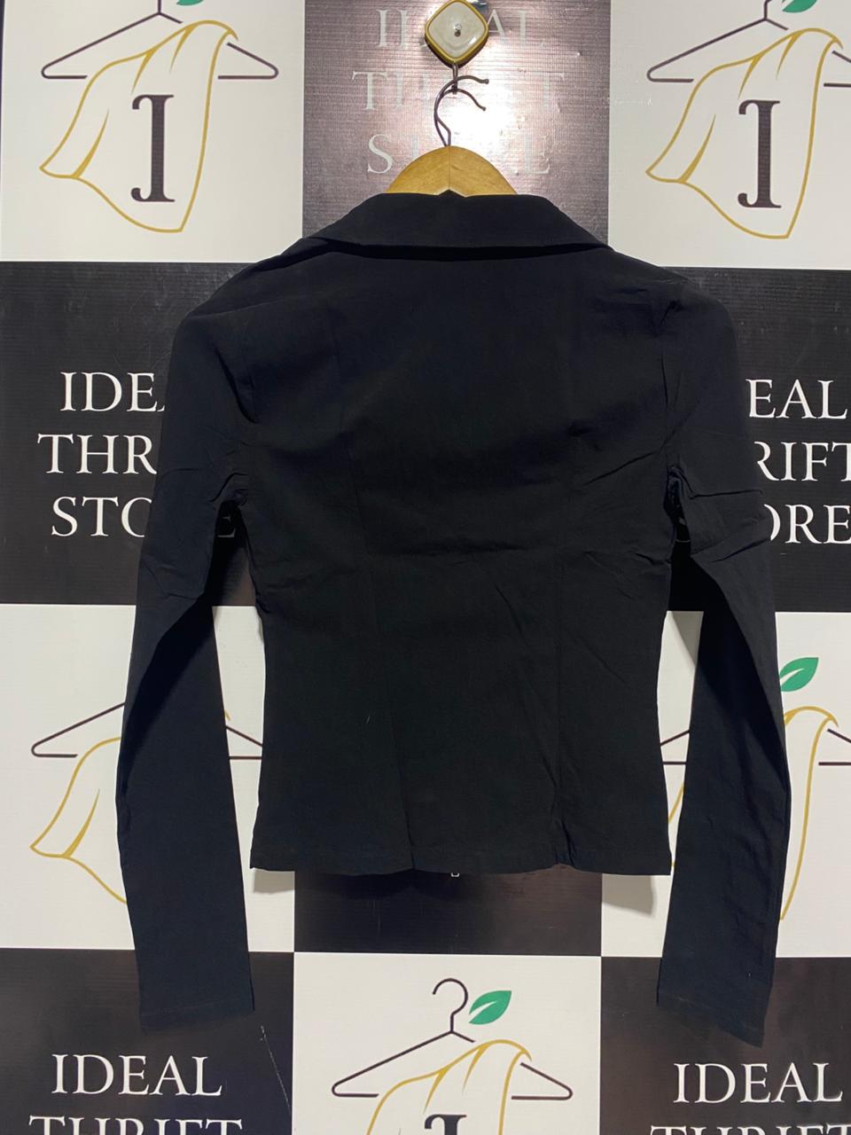 SUPRE |S| BUST 15|B22|CHIC MOTO-STYLE ZIP-FRONT LONG SLEEVE TOP