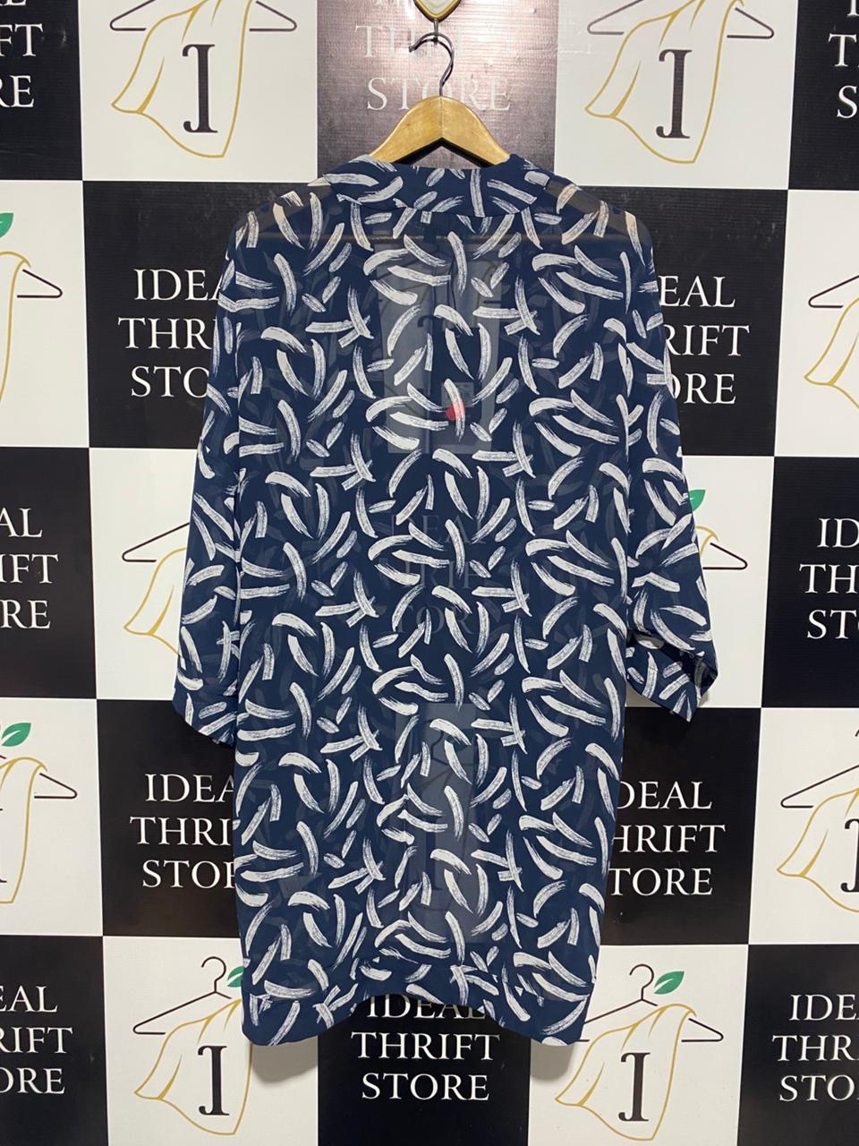 JEANS WEST |M/L| BUST 27| NAVY ABSTRACT BRUSHSTROKE KIMONO CARDIGAN