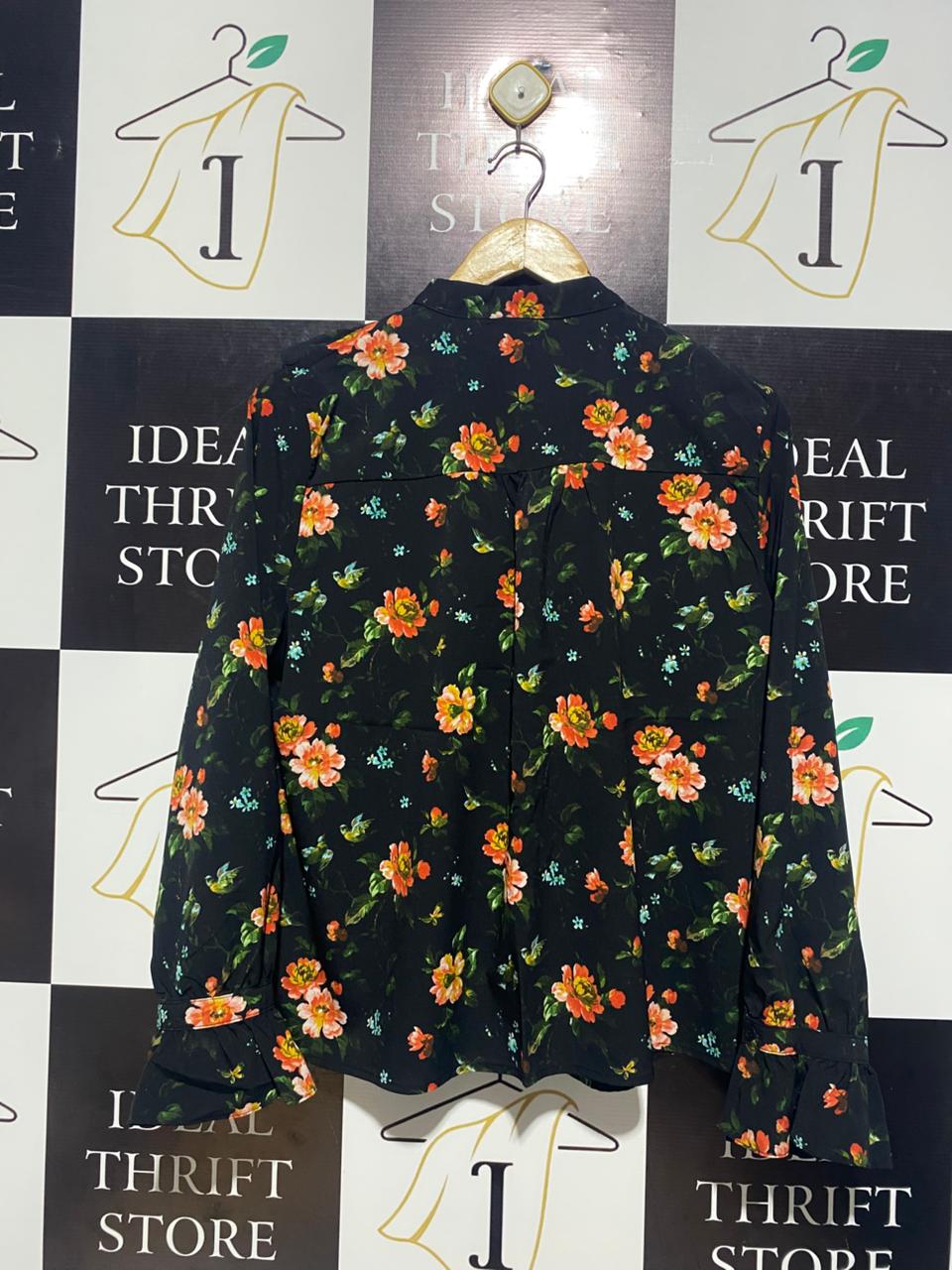 TOP SHOP |M| BUST 20| VIBRANT FLORAL RUFFLE-FRONT BLOUSE