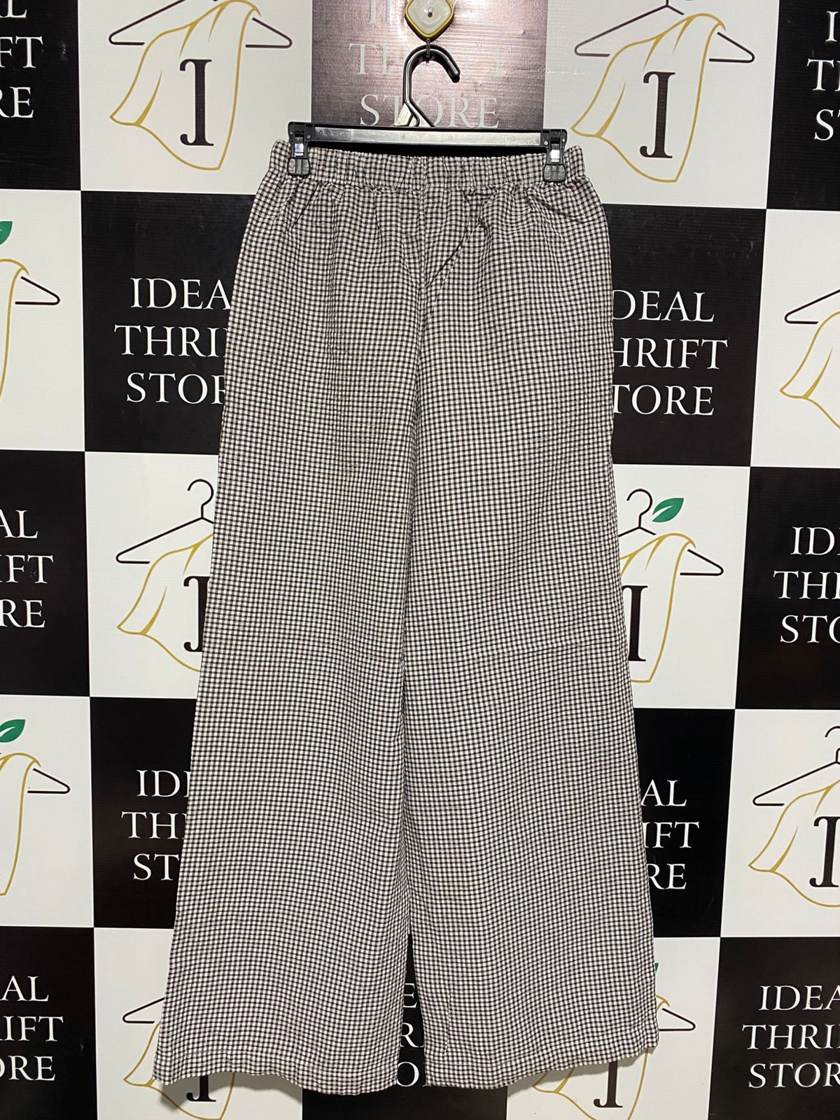 ANKO |M| WAIST 27|C1| CLASSIC GREY MICRO-GINGHAM LOUNGE PANTS