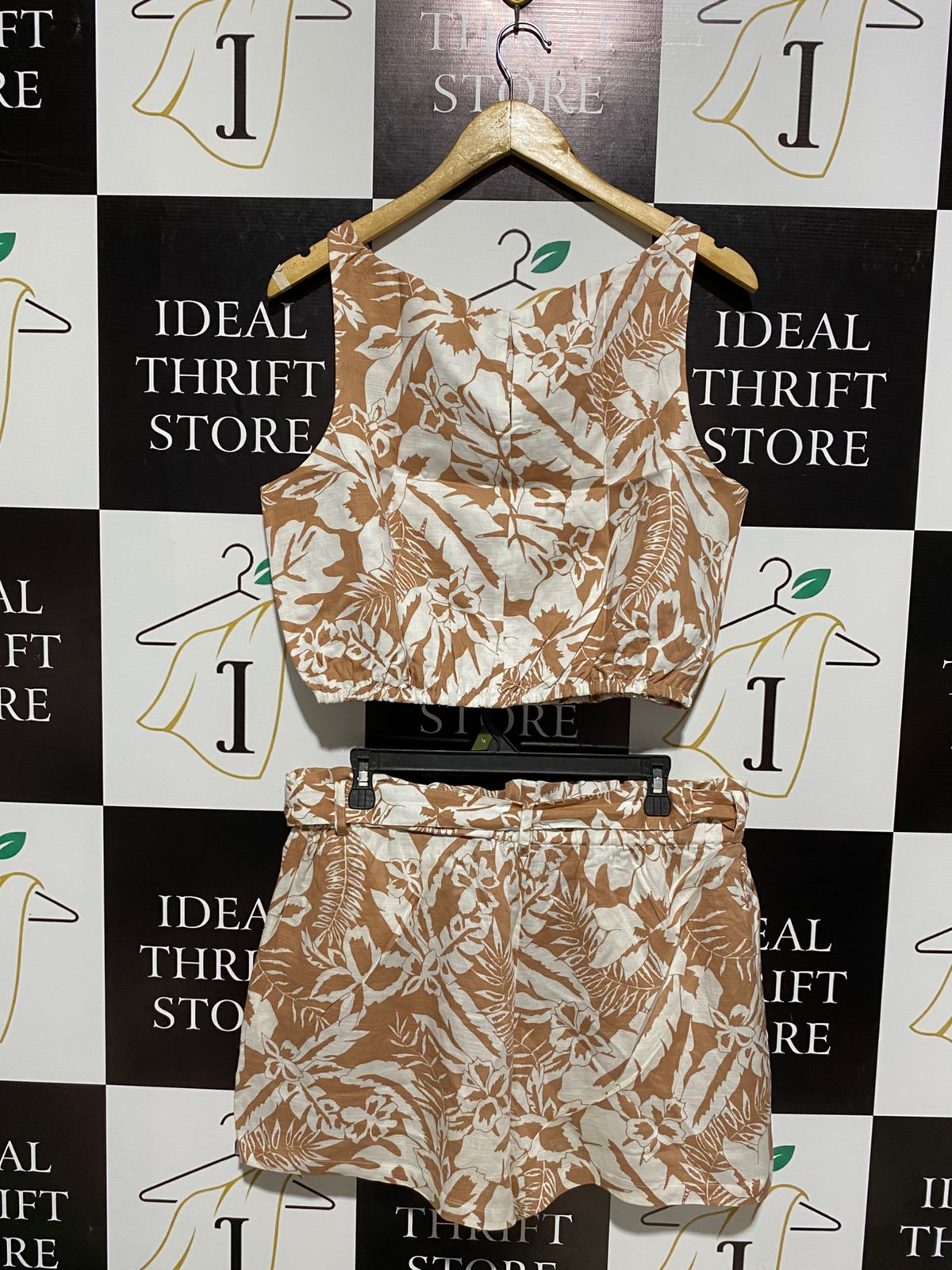 SEED |L| BOUTIQUE SKYLA FLORAL BUBBLE TWO-PIECE SET - BROWN/WHITE