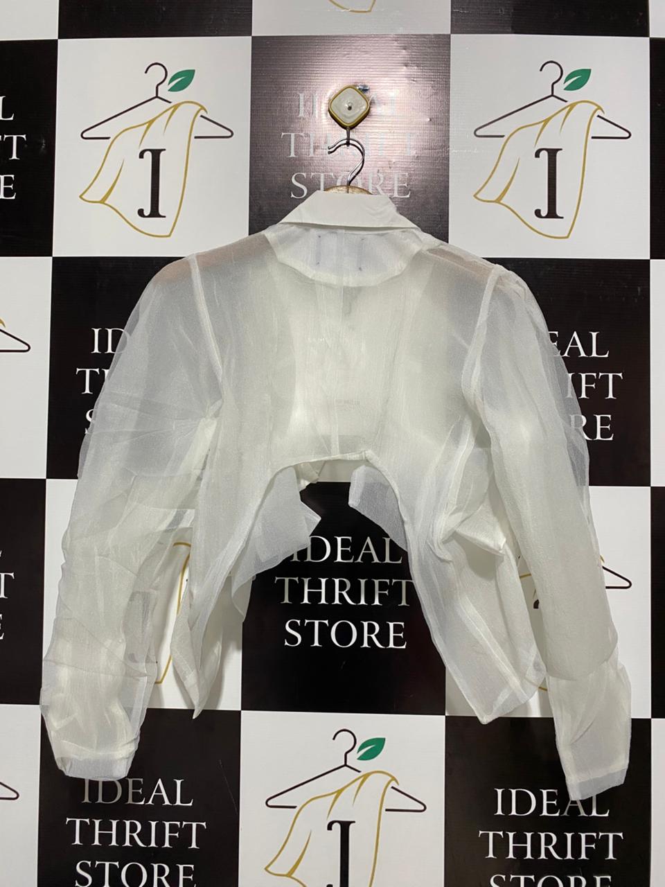 MAMOUR |M| BUST 20| WHITE SHEER LAYERED BOW JACKET