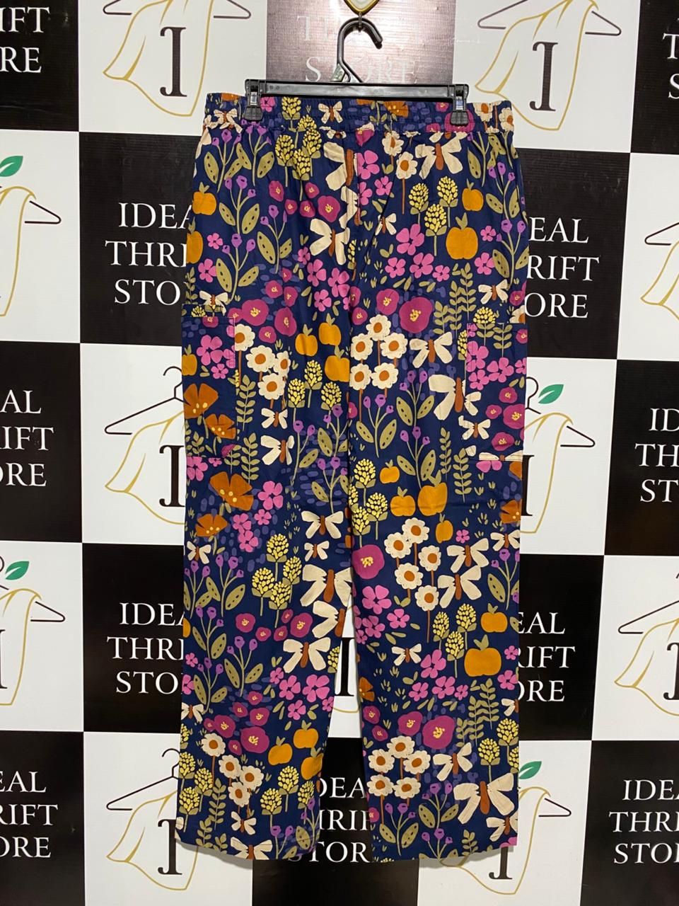 PRINCESS HIGHWAY |L| WAIST 34| NAVY WHIMSICAL FLORAL PATTERNED TROUSERS
